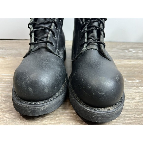 Addison Shoe Company Mens Combat Boots Round Toe Lace Up Leather Black Size 5 W - Picture 4 of 11